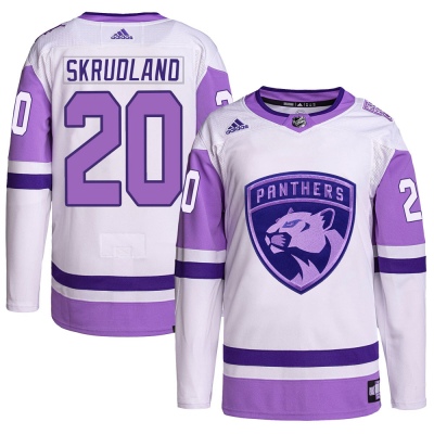 Men's Brian Skrudland Florida Panthers Adidas Hockey Fights Cancer Primegreen Jersey - Authentic White/Purple