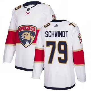 Men's Cole Schwindt Florida Panthers Adidas Away Jersey - Authentic White