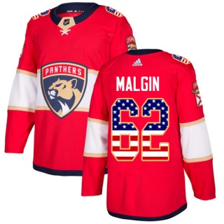Men's Denis Malgin Florida Panthers Adidas USA Flag Fashion Jersey - Authentic Red