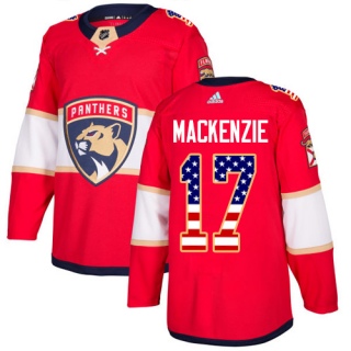 Men's Derek Mackenzie Florida Panthers Adidas Derek MacKenzie USA Flag Fashion Jersey - Authentic Red
