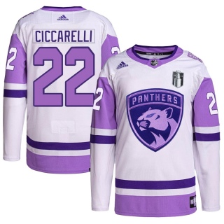 Men's Dino Ciccarelli Florida Panthers Adidas Hockey Fights Cancer Primegreen 2023 Stanley Cup Final Jersey - Authentic White/Pu