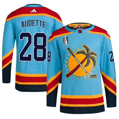 Men's Donald Audette Florida Panthers Adidas Reverse Retro 2.0 2023 Stanley Cup Final Jersey - Authentic Light Blue