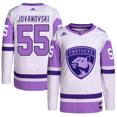 Men's Ed Jovanovski Florida Panthers Adidas Hockey Fights Cancer Primegreen Jersey - Authentic White/Purple