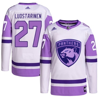 Men's Eetu Luostarinen Florida Panthers Adidas Hockey Fights Cancer Primegreen Jersey - Authentic White/Purple