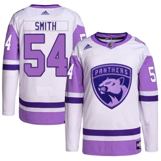 Men's Givani Smith Florida Panthers Adidas Hockey Fights Cancer Primegreen Jersey - Authentic White/Purple