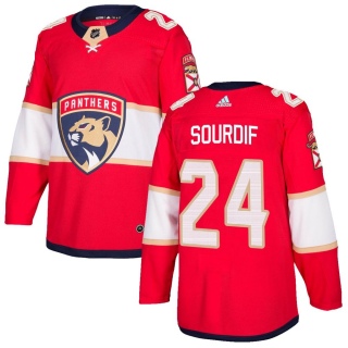 Men's Justin Sourdif Florida Panthers Adidas Home Jersey - Authentic Red