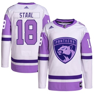 Men's Marc Staal Florida Panthers Adidas Hockey Fights Cancer Primegreen Jersey - Authentic White/Purple