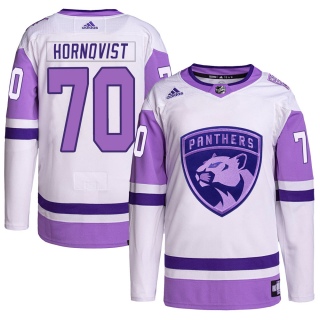 Men's Patric Hornqvist Florida Panthers Adidas Hockey Fights Cancer Primegreen Jersey - Authentic White/Purple