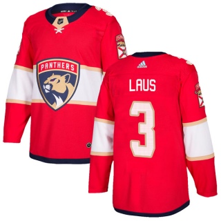 Men's Paul Laus Florida Panthers Adidas Home Jersey - Authentic Red