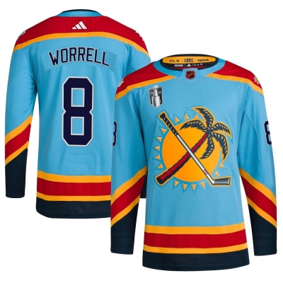 Men's Peter Worrell Florida Panthers Adidas Reverse Retro 2.0 2023 Stanley Cup Final Jersey - Authentic Light Blue