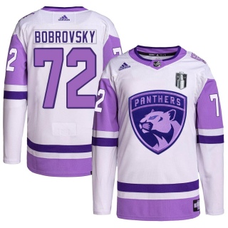 Men's Sergei Bobrovsky Florida Panthers Adidas Hockey Fights Cancer Primegreen 2023 Stanley Cup Final Jersey - Authentic White/P