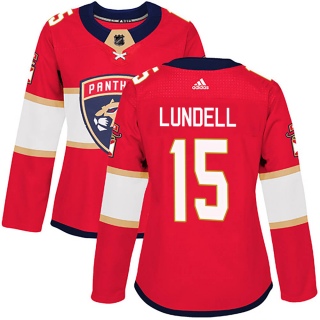 Women's Anton Lundell Florida Panthers Adidas Home Jersey - Authentic Red