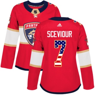 Women's Colton Sceviour Florida Panthers Adidas USA Flag Fashion Jersey - Authentic Red