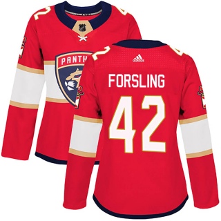 Women's Gustav Forsling Florida Panthers Adidas Home Jersey - Authentic Red