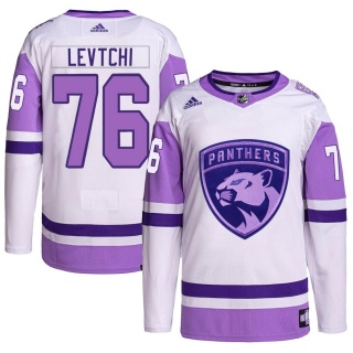 Youth Anton Levtchi Florida Panthers Adidas Hockey Fights Cancer Primegreen Jersey - Authentic White/Purple