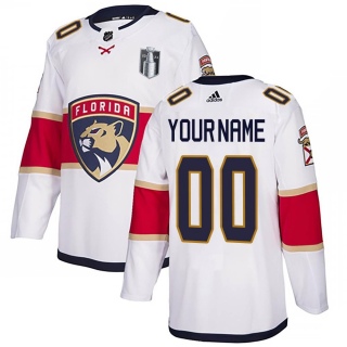Youth Custom Florida Panthers Adidas Custom Away 2023 Stanley Cup Final Jersey - Authentic White