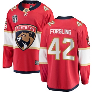 Youth Gustav Forsling Florida Panthers Fanatics Branded Home 2023 Stanley Cup Final Jersey - Breakaway Red
