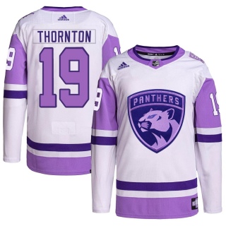 Youth Joe Thornton Florida Panthers Adidas Hockey Fights Cancer Primegreen Jersey - Authentic White/Purple