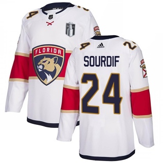 Youth Justin Sourdif Florida Panthers Adidas Away 2023 Stanley Cup Final Jersey - Authentic White