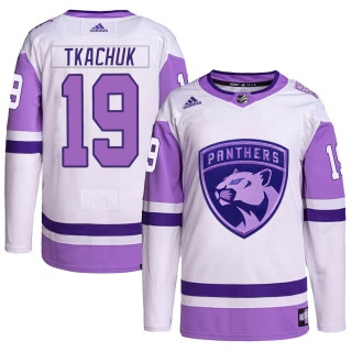 Youth Matthew Tkachuk Florida Panthers Adidas Hockey Fights Cancer Primegreen Jersey - Authentic White/Purple