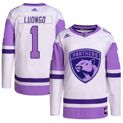Youth Roberto Luongo Florida Panthers Adidas Hockey Fights Cancer Primegreen Jersey - Authentic White/Purple