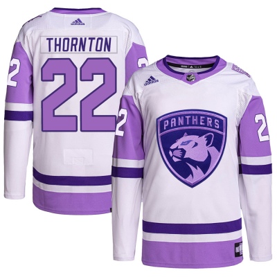 Youth Shawn Thornton Florida Panthers Adidas Hockey Fights Cancer Primegreen Jersey - Authentic White/Purple